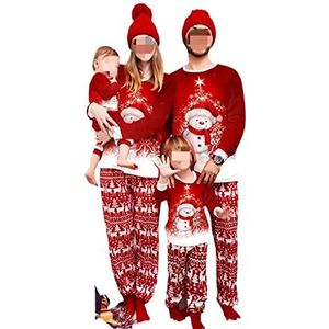 2022 Leuke Klassieke Kerst Thema Patroon Familie Kerst Pjs Bijpassende Sets Loungewear Outfits, Rood, XXL