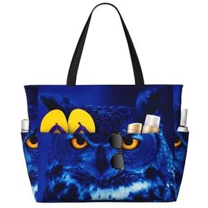 JEJEA Blauwe Uil Print Tote Bag Grote Schouder Hobo Tassen Vrouwen Casual Handtassen Grote Capaciteit Winkelen Werk Tas, Zwart, Eén maat