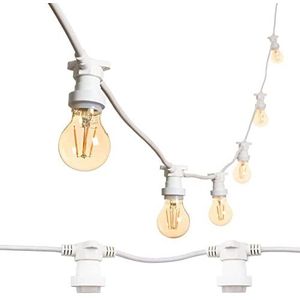 MU 10M Lichtketting Outdoor LED String Lights 10 Lampfitting E27 10 Meter Witte Kabel verlengbaar tot 1000W IP54 Outdoor Tuin Bruiloft | 10 m, wit [Energie-efficiëntieklasse: A]