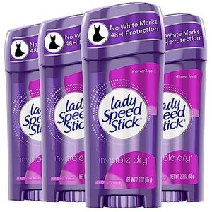 Lady Speed Stick Invisible Dry Antitranspirant Deodorant, Shower Fresh, 2.3 oz, 4 Pack