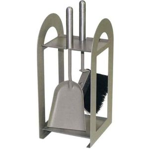 Haardbestek staal taupe zand handvat aluminium 2 accessoires hoogte 40 l 17 x 18 cm Made in Italy door Comex Production
