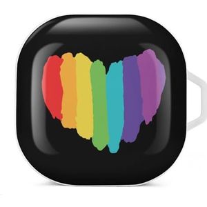 Regenboog hart oortelefoon hoesje compatibel met Galaxy Buds/Buds Pro schokbestendig hoofdtelefoon hoesje wit stijl