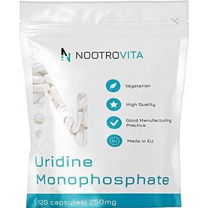 Uridine Monophosphate 250 mg - 120 capsules - Voor geheugen, leren, cognitieve functie - Veganistisch, allergeen- en glutenvrij - Nootrovita