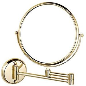 GVEXLUOQ Wandmontage 8 ""Dubbelzijdige Swivel Uitbreiding Opvouwbare Badkamer Scheren Cosmetische Make Up Spiegel-Gouden 5X/1X Vergroting