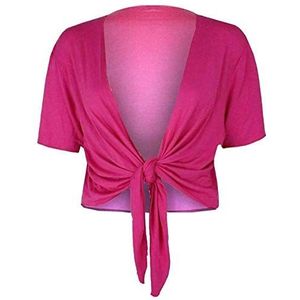 Fashion Essentials Womens Korte mouwen Plain Tie Up Shrug Dames Stretch Fit bijgesneden Vest Bolero Top Plus Size