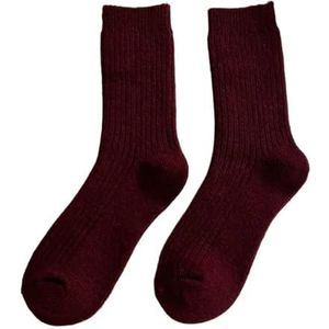 YIJIANUO Thicken Warm Merino Wol Klassieke Effen Kleuren Rib Sokken Vrouwen Losse Crew Mode Japanse Korea Sok Winter, Groot 7, Eén maat