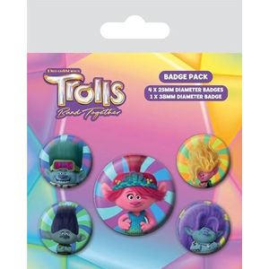 empireposter Trolls - Band Together Perfect Harmony - 5 aansteekknoppen voor fans - grootte elk 25/38 mm Ø