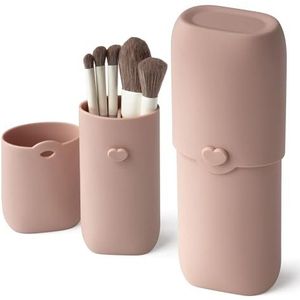 zoka Make-up borstelhouder, draagbare reizen siliconen make-up borstel organisator make-up tas, Blozen, Geïntegreerde sluiting