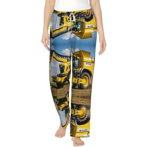 XTYGETY Bedrijf Boerderij Tractor Print Vrouwen Flanellen Pyjama Bottoms Womens Pyjama Pj Broek Lounge Slaap Broek Met Zakken, Zwart, S