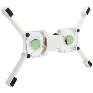 Laptopkoelpad, DR-S02 Opvouwbare laptopkoeler met dubbele ventilatoren, draagbare USB-gevoede notebookradiatorkoeler Standaard Koelbasis met antislipbevestiging(wit)