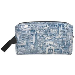 Kawaii reistoilettas van Jouy canvas, rood en wit, voor dames, make-up en cosmetica-organizer, beauty-opbergset voor meisjes, reizen, Kleur 14, Cosmetic Bag