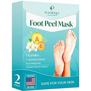 PLANTIFIQUE Foot Peel Masker Peeling Voetmasker Dermatologisch Getest Exfoliërend Voet Peel Masker Voor Droge Gebarsten Voeten (Vitaminen 2Pack)