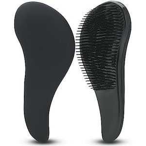 The Scoopie Ontwarrende haarborstel voor kinderen en volwassenen, (ZWART) voor rechte, natuurlijke, krullende, droge of natte styling, zachte glijborstels met zachte flexibele haren, helpt bij knopen