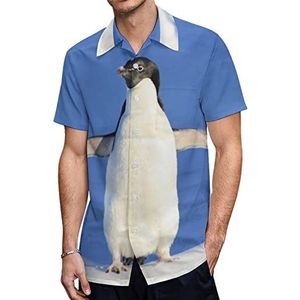 Pinguïn Hawaïaanse shirts voor heren, casual overhemd met korte mouwen, knoopsluiting, vakantie, strandshirts, XL