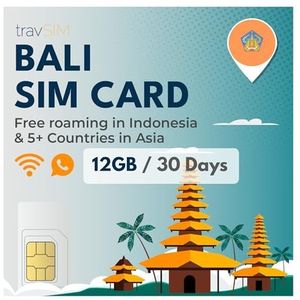 travSIM SIM Kaart Bali|12GB Mobiele Data met 4G/5G Snelheden|Gratis Roaming in Indonesië en 5+ Aziatische landen| Het Bali SIM Kaart Plan is 30 dagen geldig