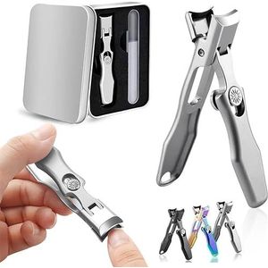 German Nail Clippers for Men, Ultra Sharp Stainless Steel Nail Clippers, No Splash Toenail Clippers for Seniors, 2024 New Portable Professional Nail Clippers for Thick Nails (Color : Silver)