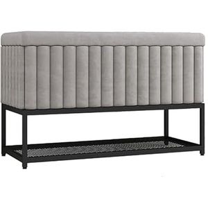 JAVPTAV Schoenopbergbank met metalen rek voor de moderne ingang, combinatie van zitting en schoenenkast, H 80 x 47 x 35 cm