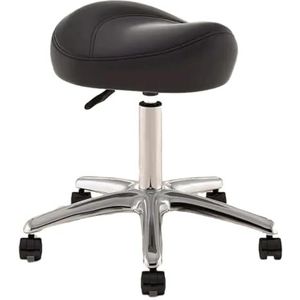 JAVPTAV Zadelkruk met 360° draaibare PU-wielen, in hoogte verstelbaar, 36-50 cm, mondhygiënist, kunstenaars, zadelstoel, rolkruk (zwart)