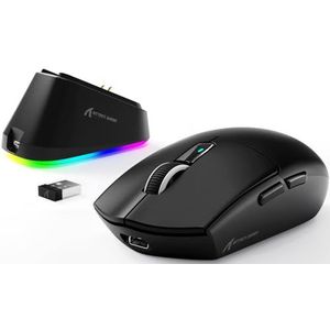 ATTACK SHARK G3PRO Draadloze Gamingmuis met Magnetisch Oplaadstation, PixArt PAW3311 Sensor, Tot 25.000 DPI, BT/2,4 GHz/Bedraad, 100M Klikken, 59g SUPERLIGHT Muizen voor PC/Xbox/PS/Mac - Zwart