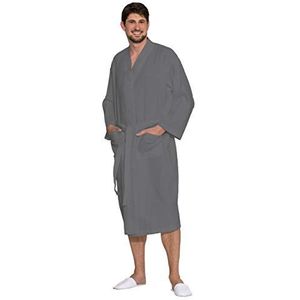 ZOLLNER dames- en herenbadjas, 100% katoen, maat L, wafelpique, antraciet