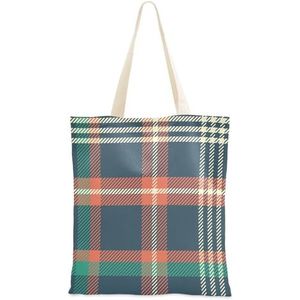 FRODOTGV Canvas Tote Plaid Patroon Met Groen Wit Oranje Doek Tote Bags Met Handvatten Goedkope Tote Bag Leuke Geschenken Voor Vrouwen Tote Bag Canvas Tote Bag Plain, Plaid Patroon Met Groen Wit