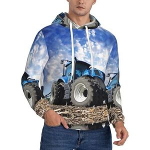 TTIGLHOH Boerderij Tractor Winter Hoodies Voor Mannen Fleece Gevoerde Sherpa Trui Kangoeroe Pocket Comfort Fit, Winter Sweatshirt, Zwart, M