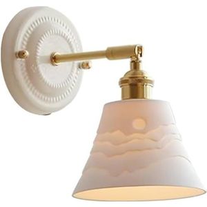 LANGDU Vintage woondecoratie wandlamp melkglas kap Franse landelijke wandkandelaar wit geribbeld glas goud wandlamp for slaapkamer nachtkastje studeertrap hal(Color:Sunset)