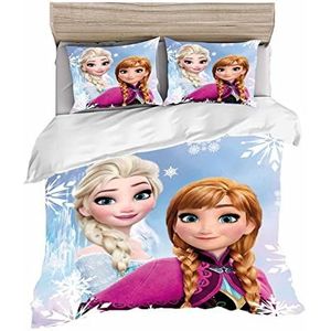HNSRYLQX Frozen Elsa beddengoed voor kinderen, 135 x 200 cm, 100% katoen, kinderbed, Anna en Elsa, beddengoed voor kinderen (6, 220 x 240 cm)