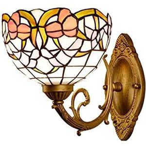 Tiffany -Stijl Wandlicht, 7,8 Inch Lotus Lutus Luxe Gebrandschilderd Glazen Wandlampen Voor Slaapkamer, Badkamer, Interieur Gang