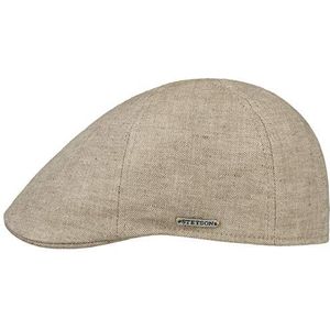 Stetson Texas Just Linen Pet Dames/Heren - Made in the EU zomer cap linnen flat hat met klep voering voor Lente/Zomer - L (58-59 cm) beige-gemêleerd