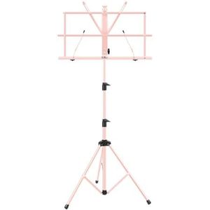 Muziekstandaard, Draagbare Muziekstandaard, Opvouwbare Muziekstandaard, Dikke Stalen Buis 1,44 Mm, Geschikt For Instrumentalisten, Bands En Koren (Color : Pink, Size : 66-160cm)