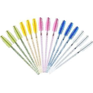 15 stuks wimpers, buigbare wimpersticks met kristallen handvat, wimperstaven, wimperborstelreiniger voor vrouwen om wenkbrauwen te kammen en overtollige mascara te reinigen (15 stuks)