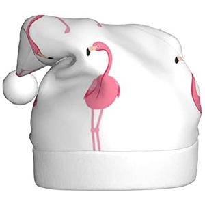 WURTON Flamingo's Op Witte Print Volwassen Grappige Kerstman Hoeden Xmas Vakantie Hoed, Kerstmuts Nieuwjaar Party Xmas Hoed Geschenken