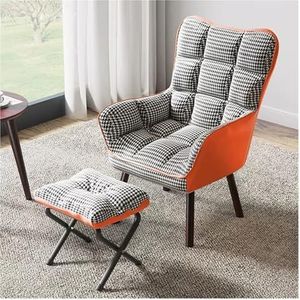 Fauteuil, woonkamer fauteuil moderne fluwelen stoffen stoelen met poef, comfortabele opvouwbare chaise lounge gestoffeerde enkele vrijetijdsbesteding met armleuningen