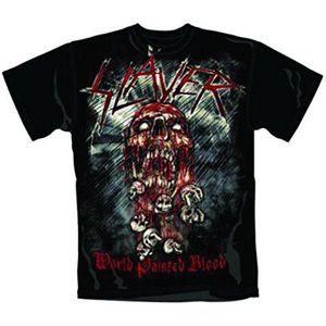 T-Shirt # S Black Unisex # World Painted Blood Skull