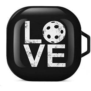 I Love Pickleball Oordopjes Hoesje Compatibel met Samsung Hard Shell Beschermhoes Zwart-Stijl