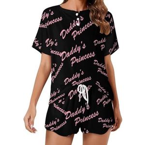 Roze Daddys Prinses Leuke Zachte Dames Pyjama Korte Mouw Pyjama Loungewear met Zakken Gift voor Thuis Strand S