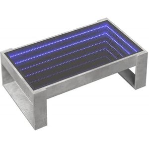 vidaXL Salontafel met Infinity LED 90x53x30 cm betongrijs, bijzettafel, woonkamertafel, middentafel, banktafel, bank tafel, accenttafel, bijzet tafel