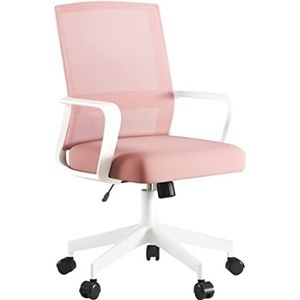 Bureaustoel Werkkruk Bureaustoel Draaibare Executive Computerstoel Met Ademend Mesh Ergonomische Lendensteun Voor Studie Kantoor Vergaderruimte Managersstoel(Color:White+Pink)