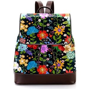 Gepersonaliseerde schooltassen boekentassen voor tiener kleurrijke bloemen patroon, Meerkleurig, 27x12.3x32cm, Rugzak Rugzakken