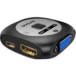 VGA-schakelaar 2x1 +VGA naar videoswitcher 1080P 60Hz 2 in 1 uit-converter Naadloze Schakeling