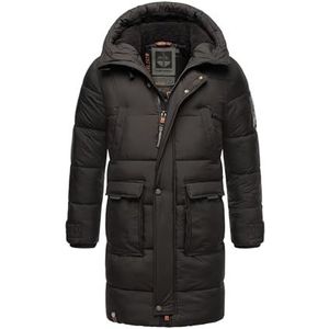 STONE HARBOUR B744 Winterjas voor heren, warme winterjas, lange gewatteerde jas met capuchon, zwart, 3XL