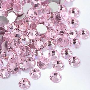 Glitter Niet Hotfix Steentjes Kristal Strass Nail Art Kristallen Plaksteen Edelstenen voor costura Nail Charms uñas-Pink-SS30-288pcs