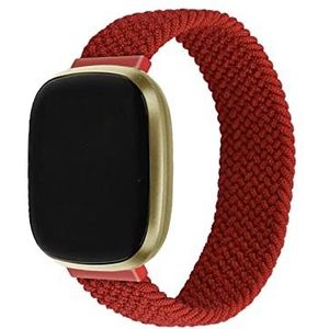 LUGEMA Compatibel Met Fitbit Versa 3 Sense Band Nylon Vlecht Zachte Elasticiteit Horlogebanden Gevlochten Solo Loop Polsband Versa 3 Horloges Accessoires (Color : Red, Size : FOR FITBIT SENSE_M)