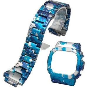 Aluminium Horlogekast Bezel Conversie Horlogeband Armband Strap Fit for Casio Fit for G-Shock DW5600E GW-B5600 GWM5610(Blue set)