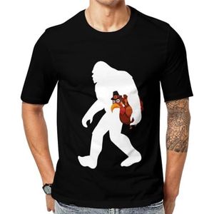 Bigfoot Dragen Turkije Heren Korte Mouw Grafisch T-shirt Ronde hals Print Casual Tee Tops 4XL