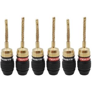 6Pcs Vergulde Speaker 2mm Pin Koperdraad Gevlochten Banaan Plugs Connector Speaker Kabel Plug