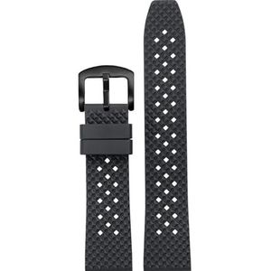 Quick Release Fluoro Rubber Horlogeband Waterdicht Heren for Seiko for Breitling for IWC Zwart Quick Release Horlogeband Stomatal Band (Color : Black-black pin, Size : 20mm)