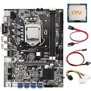 AMIUHOUN B75 8 GPU Mijnbouw Moederbord+CPU+Stroomkabel+Schakelkabel+-kabel 8 USB3.0 (PCIE) LGA1155 DDR3 RAM SATA3.0 ETH