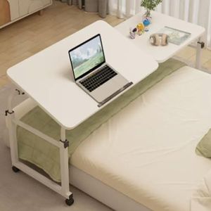 ZYDZ Werkstationtafel, bedstandaard tafelblad op wielen, bureau voor bed, laptopstandaard voor bed, laptoptafel voor bed, tafel voor bed, tafel met overbed, boven de bedtafel met wielen, boven de